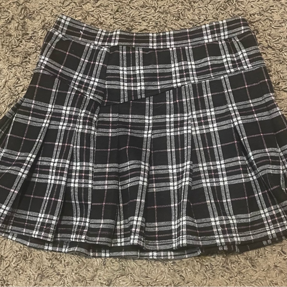 SO Black and White Plaid Mini Skirt